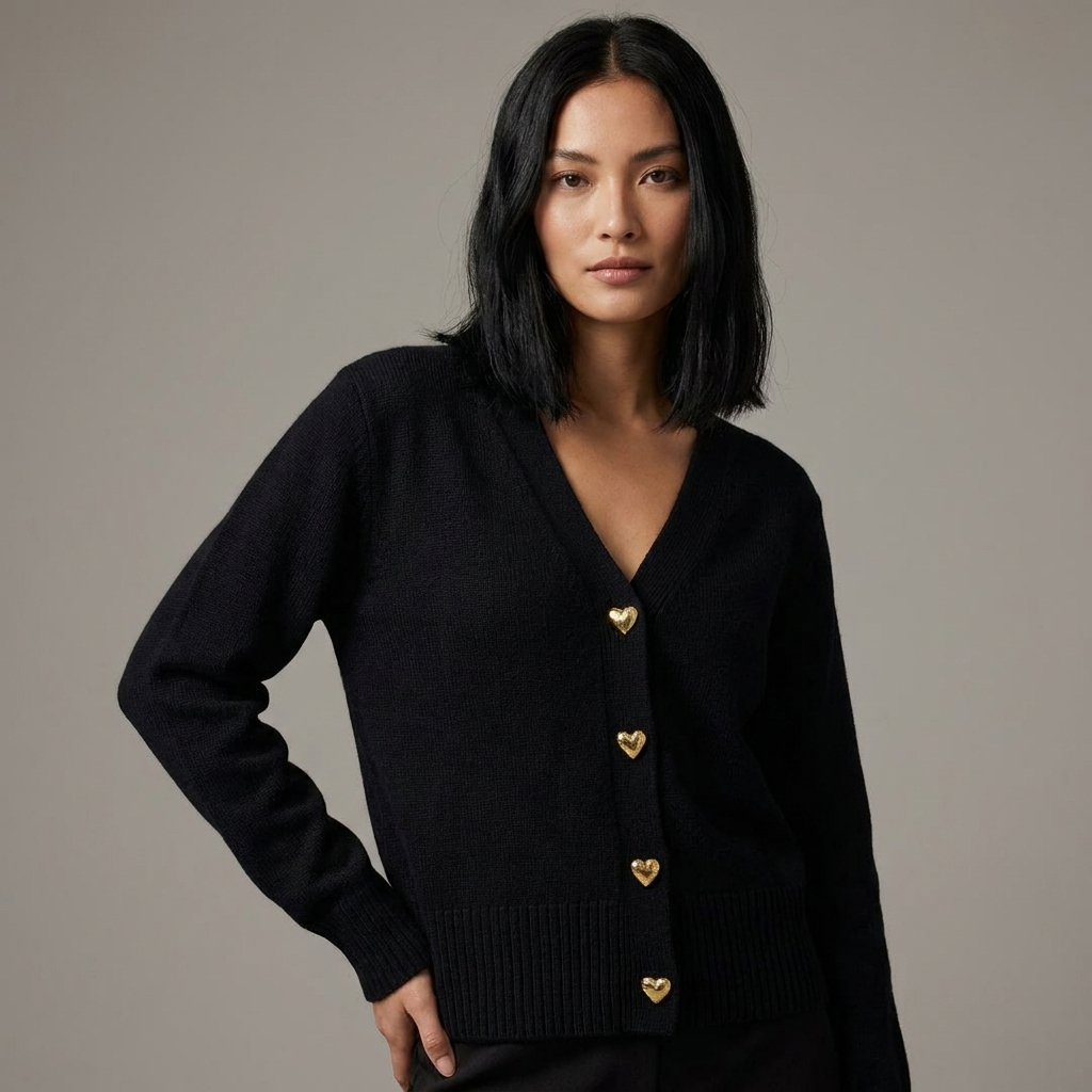 Lotte | Gebreid vest met V-hals voor dames - Zwart