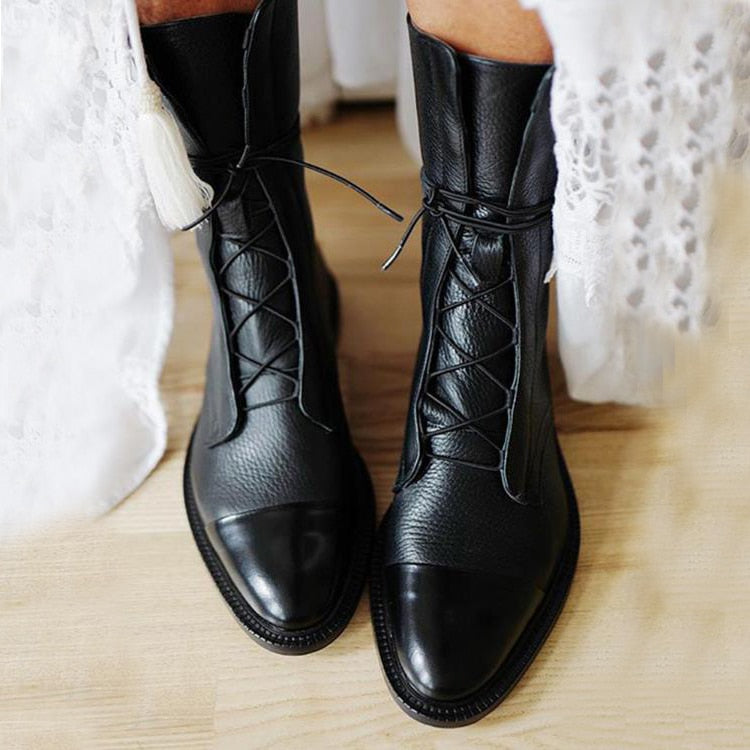 Lotte | Veterlaarzen voor dames - Zwart
