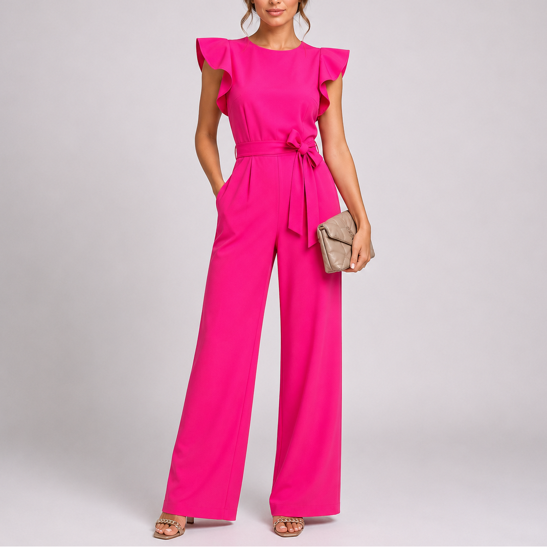 Lotte | Wijde jumpsuit met ruches voor dames - Roze