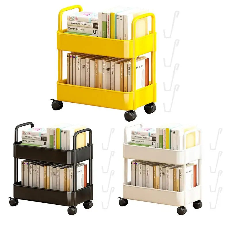 Lucas | Mobiele boekenwagen met 2 etages en wielen - Geel