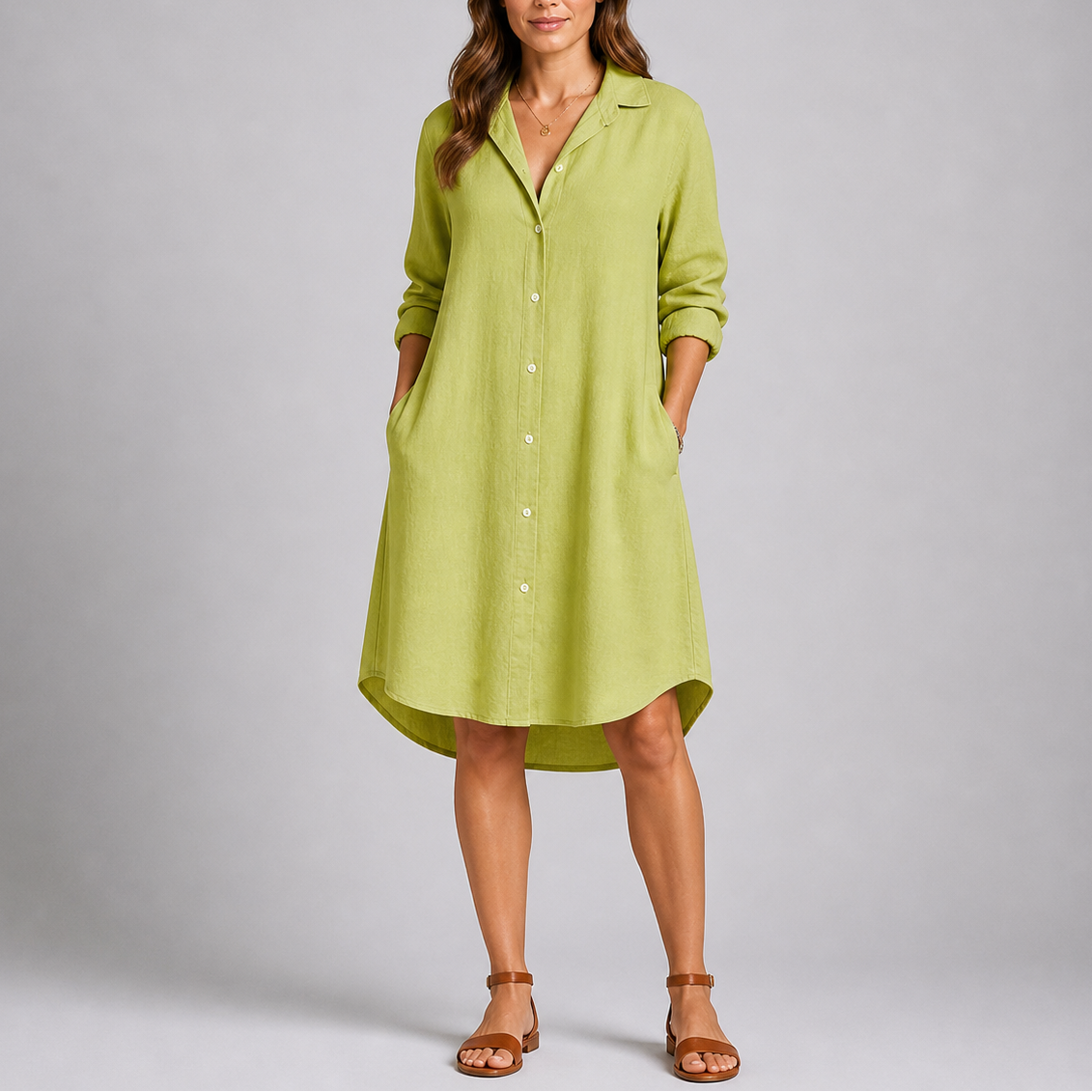 Lynn | Blousejurk voor dames met lange mouwen - Groen