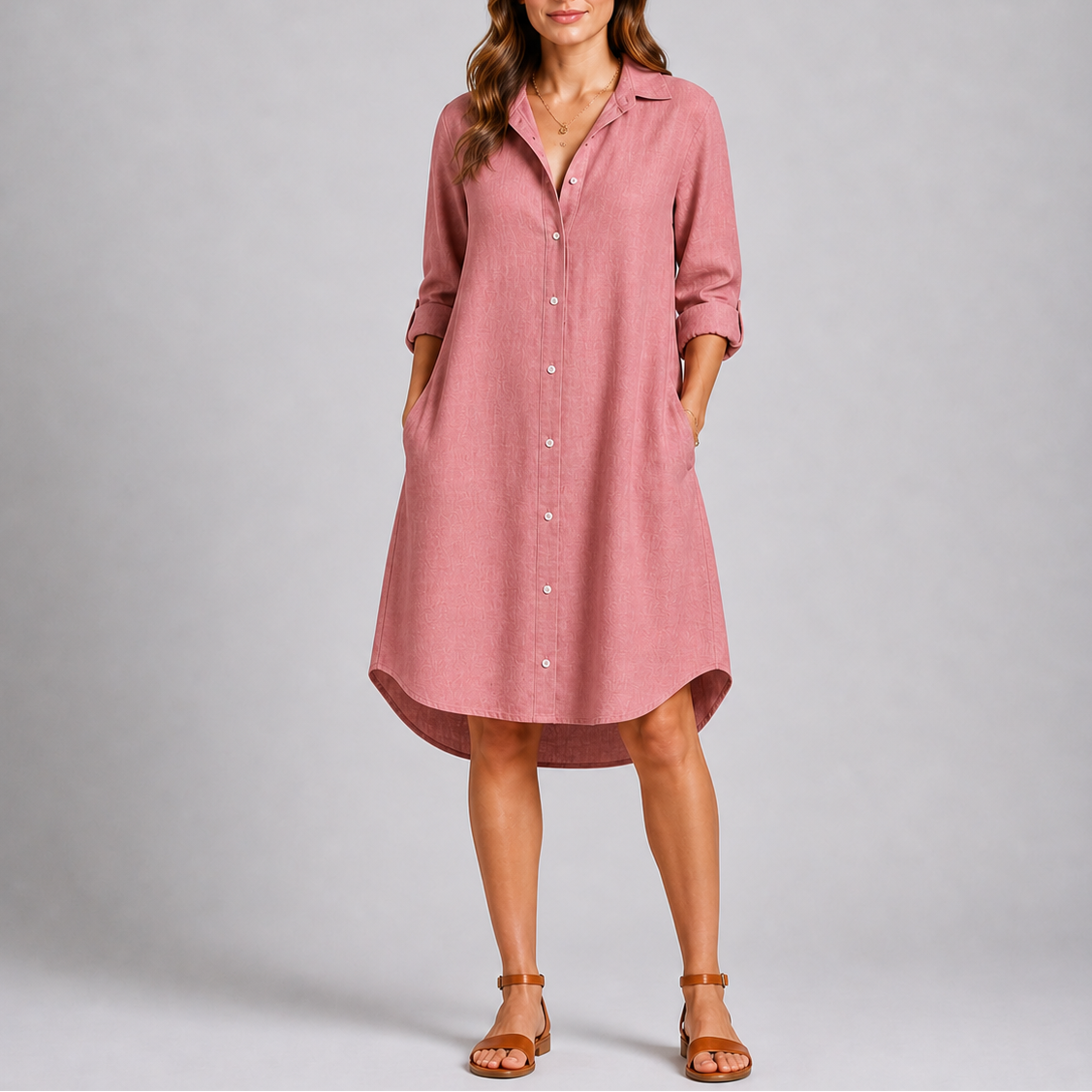 Lynn | Blousejurk voor dames met lange mouwen - Roze