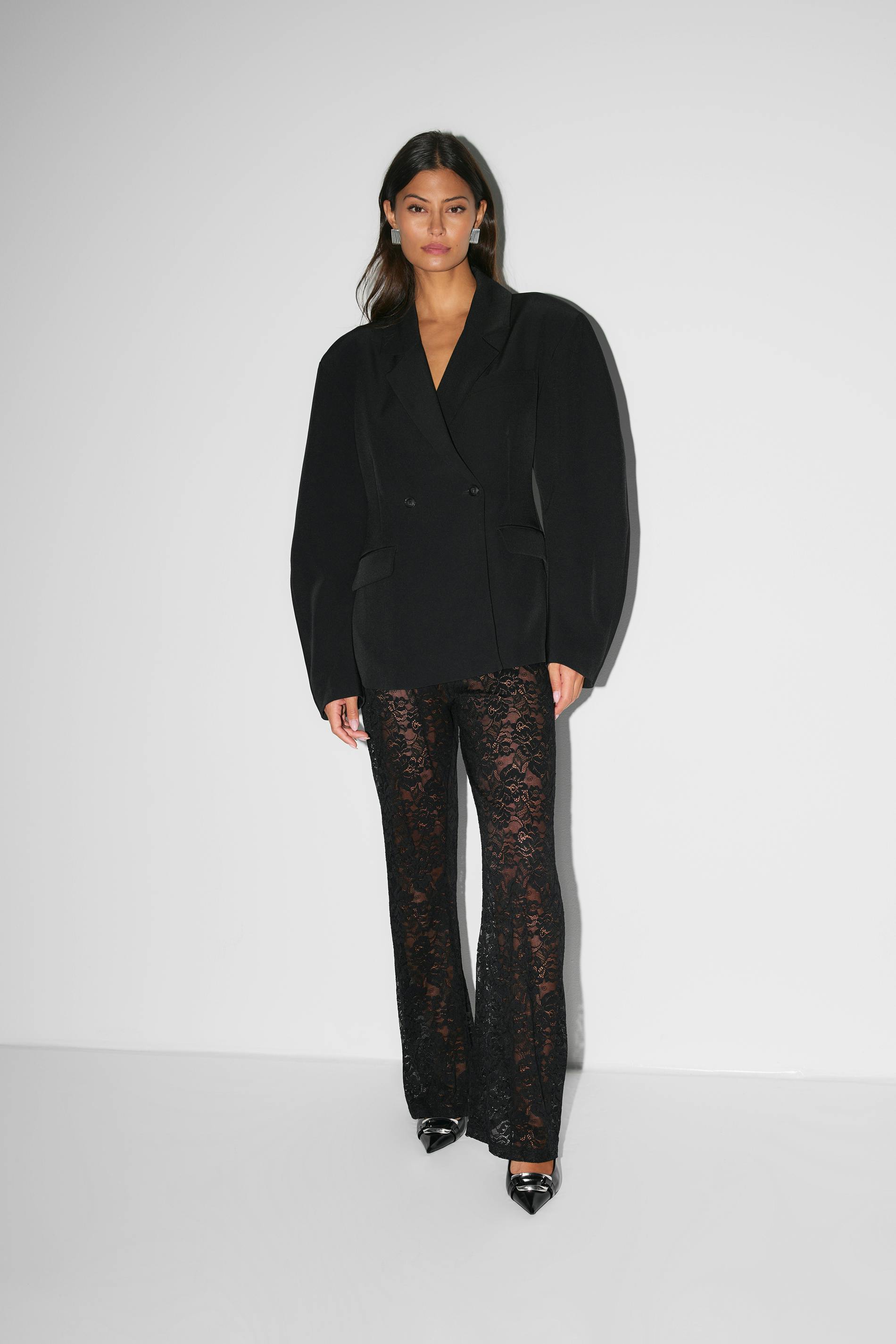 Lynn | Kanten flared broek voor dames - Zwart