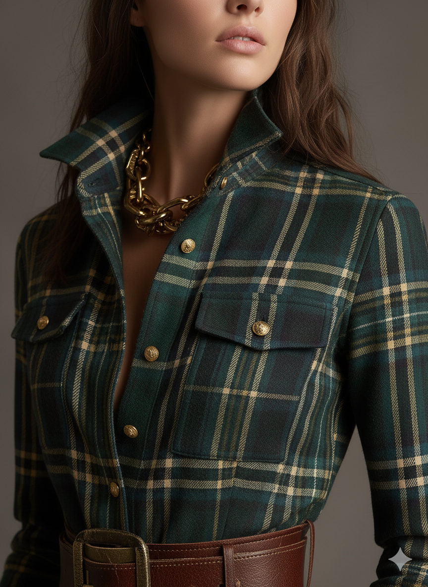 Maike | Geruite blousejurk voor dames met riem - view 10