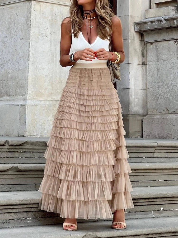 Ellen - Elegante en Tulle Lange Rok met Comfortabele Tailleband
