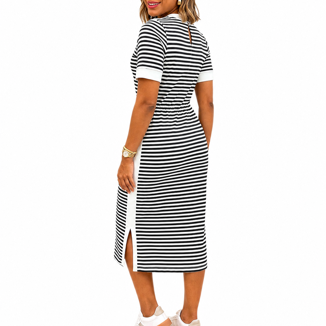 Marije | Gestreepte midi t-shirtjurk voor dames - view 7