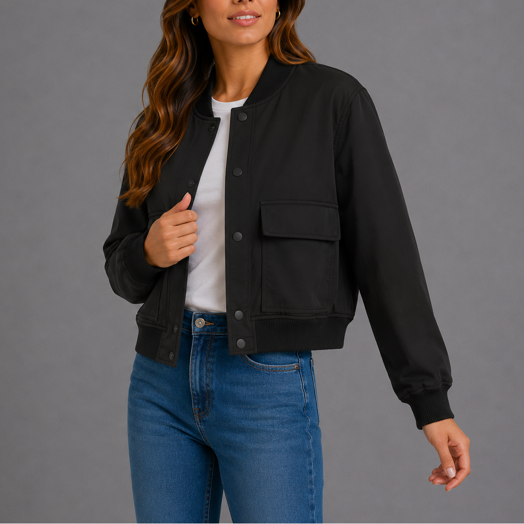 Marit | Casual bomberjack voor dames - Zwart