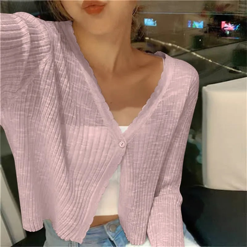 Marloes | Cropped gebreid vest voor dames - Roze