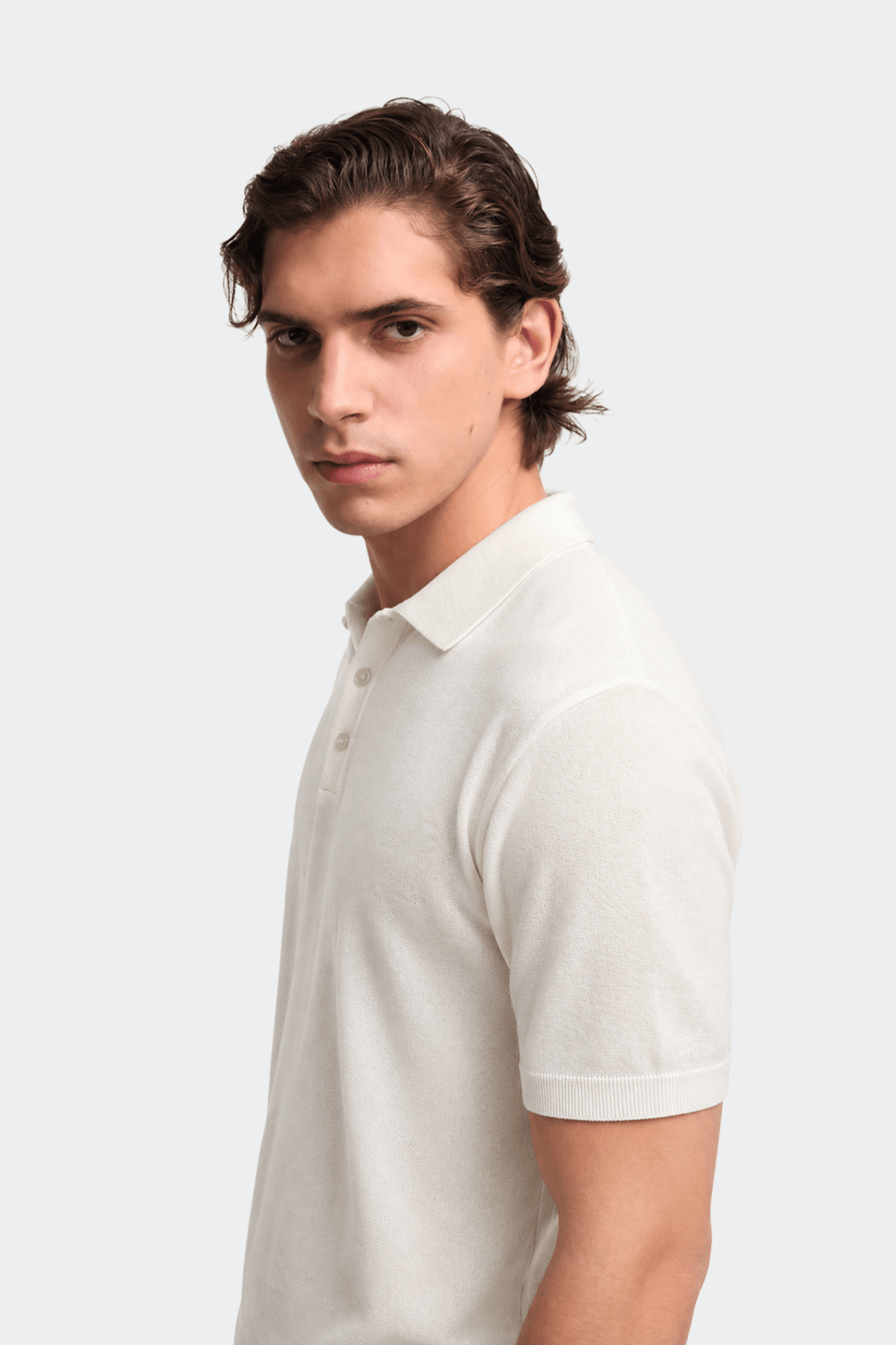 Mats | Gebreide polo voor heren - Wit