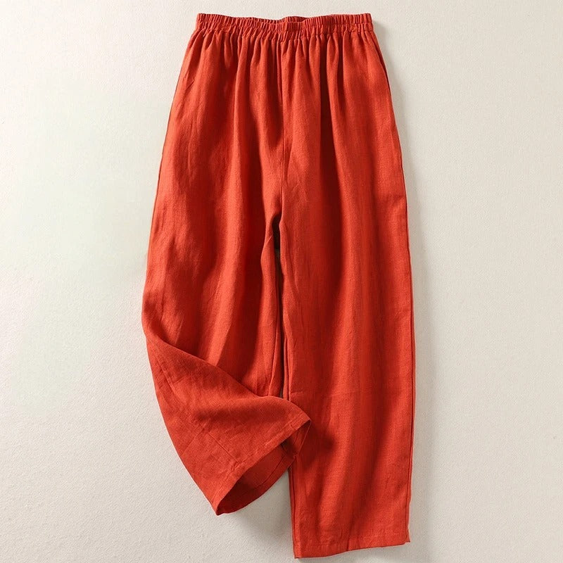 Maud | Wijde broek voor dames met hoge taille - Oranje