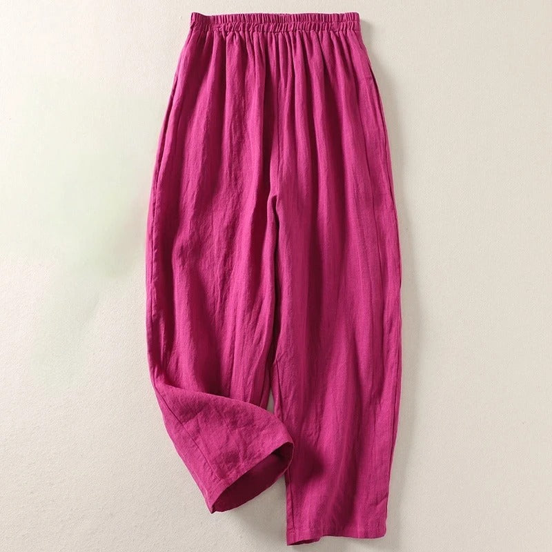 Maud | Wijde broek voor dames met hoge taille - Roze