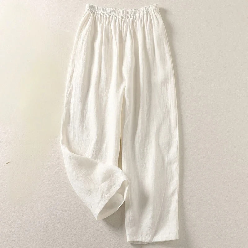 Maud | Wijde broek voor dames met hoge taille - Wit