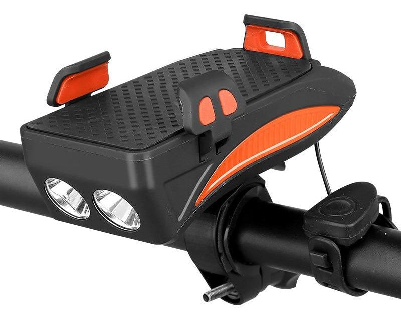Max | 4-in-1 fietsgadget met telefoonhouder en verlichting - Oranje