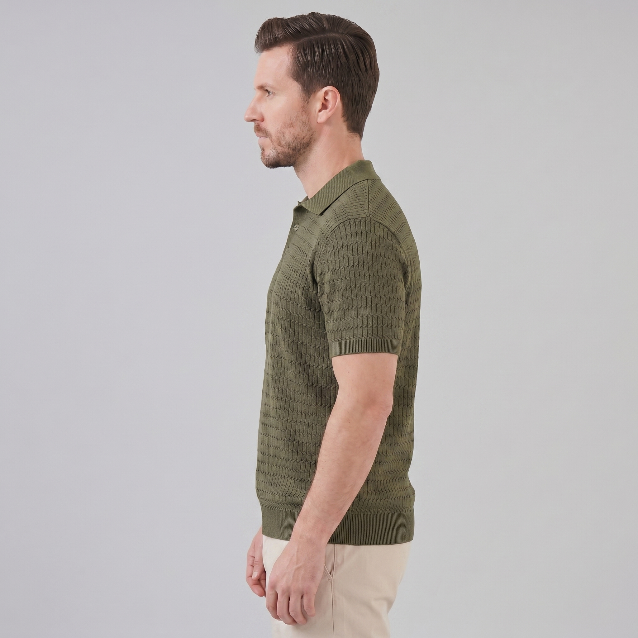 Mees | Gebreide polo voor heren, slim fit - view 12