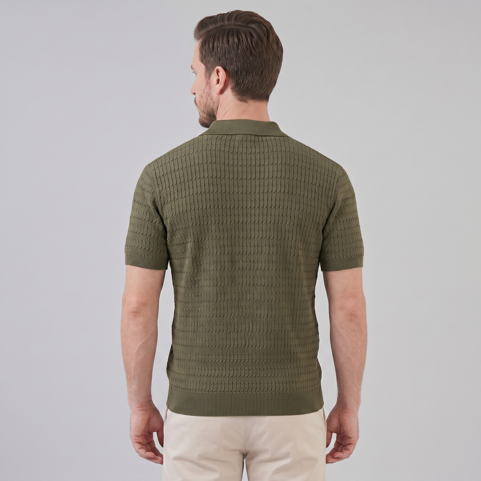 Mees | Gebreide polo voor heren, slim fit - view 13