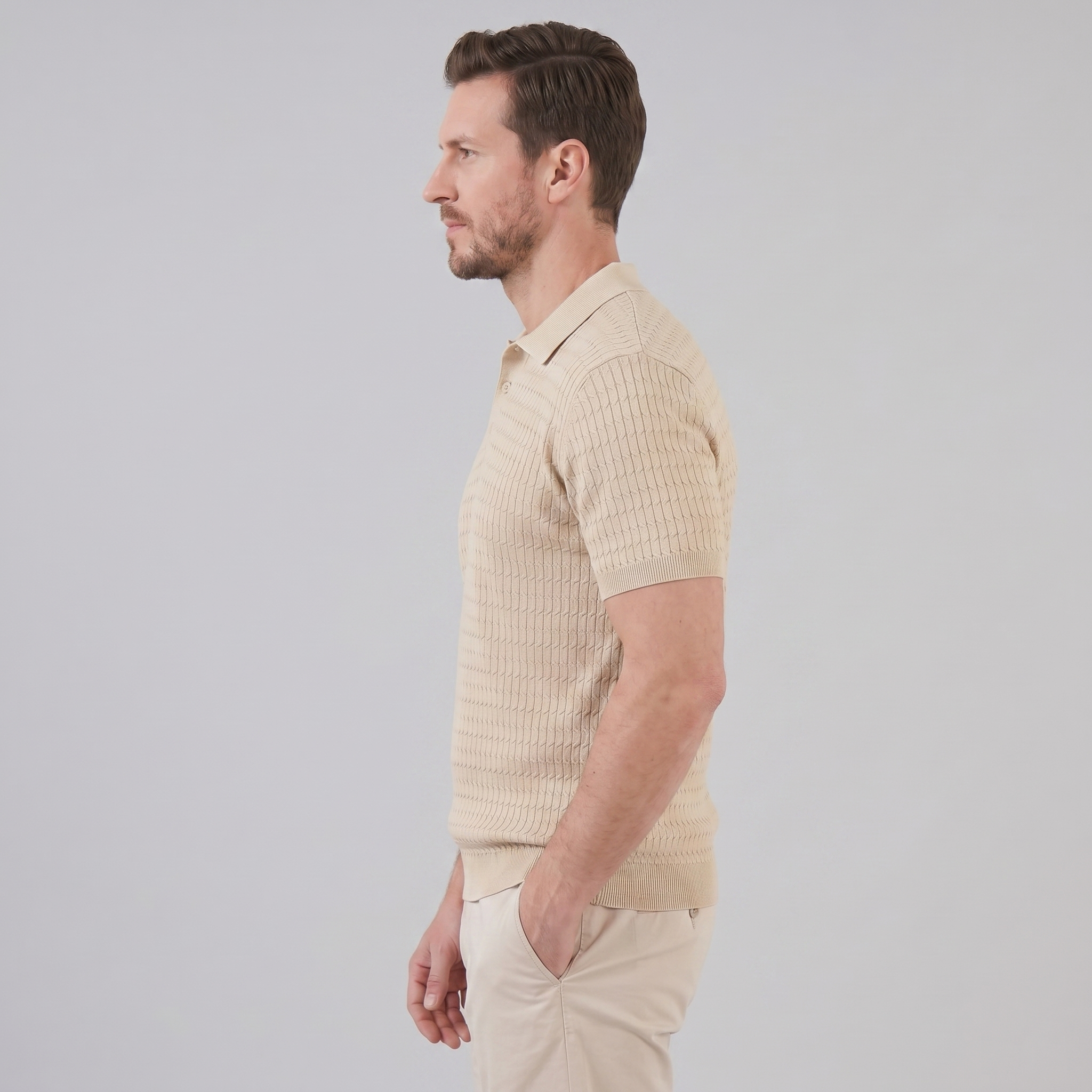 Mees | Gebreide polo voor heren, slim fit - view 5
