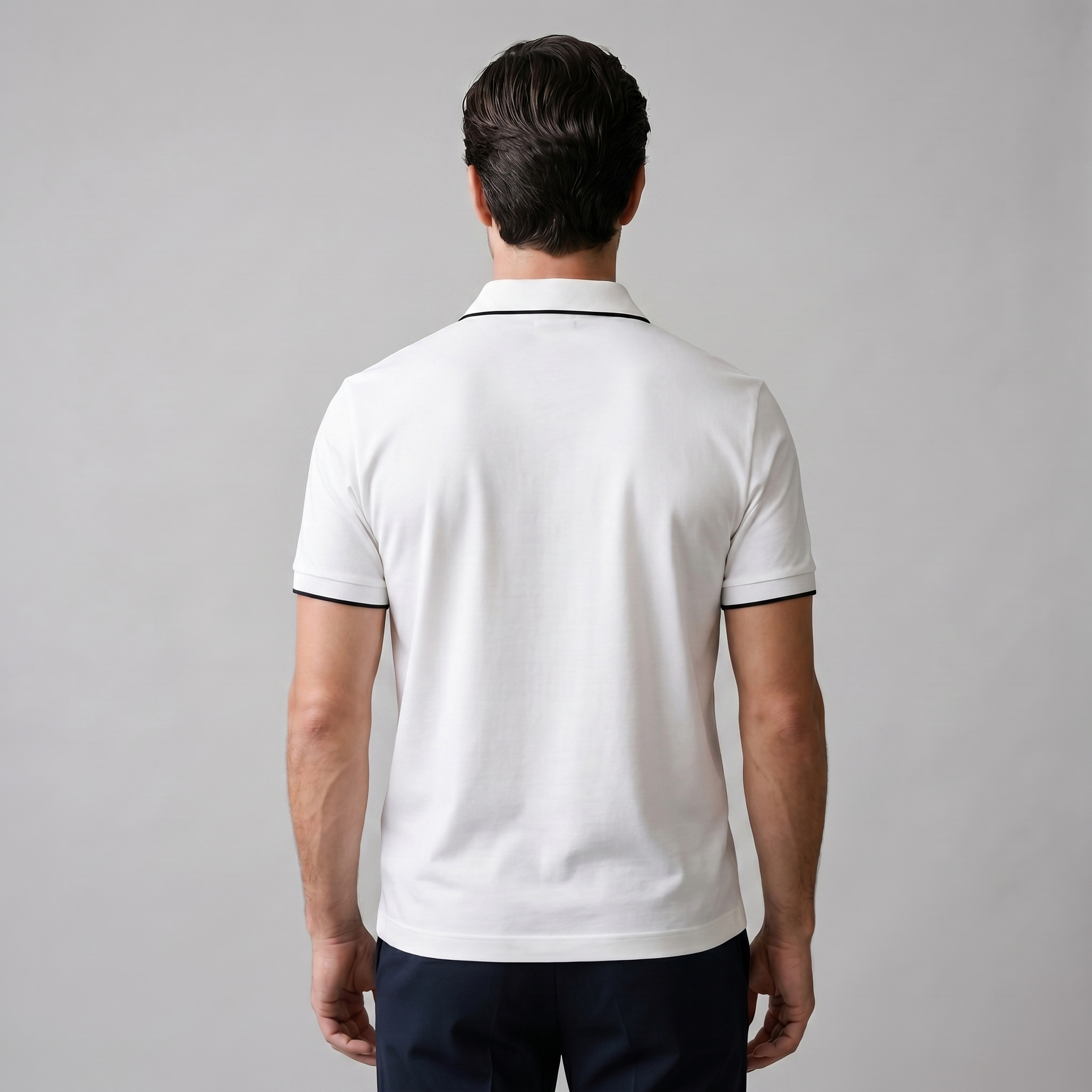 Mees | Poloshirt heren met korte mouw en rits - Wit