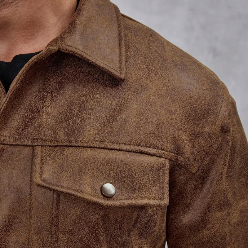 Veste en cuir premium déperlante pour hommes – veste slim classique