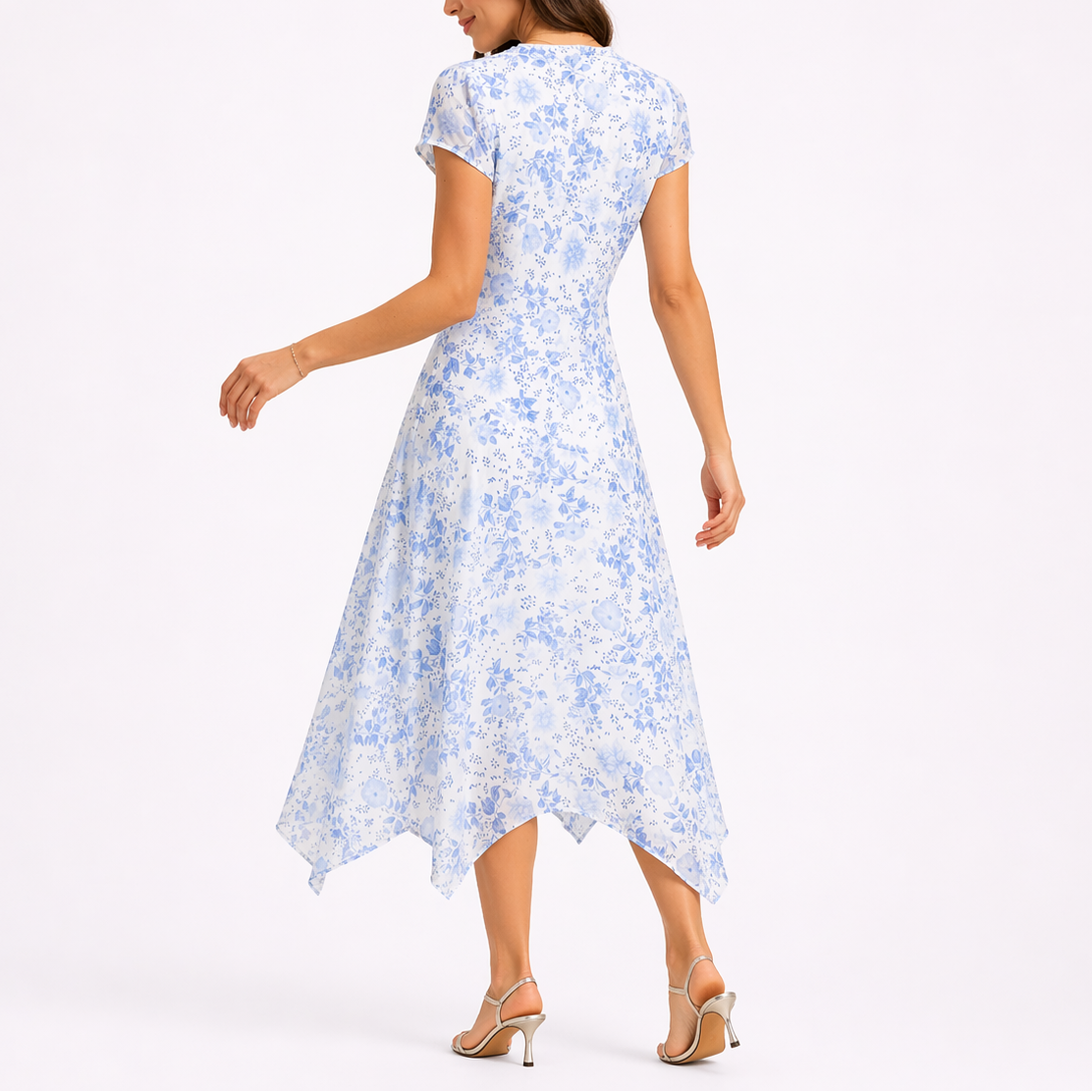 Merel | Midi jurk met V-hals en bloemenprint - view 3