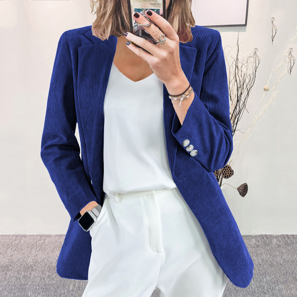 Mette | Corduroy blazer voor dames in roestbruin - Blauw
