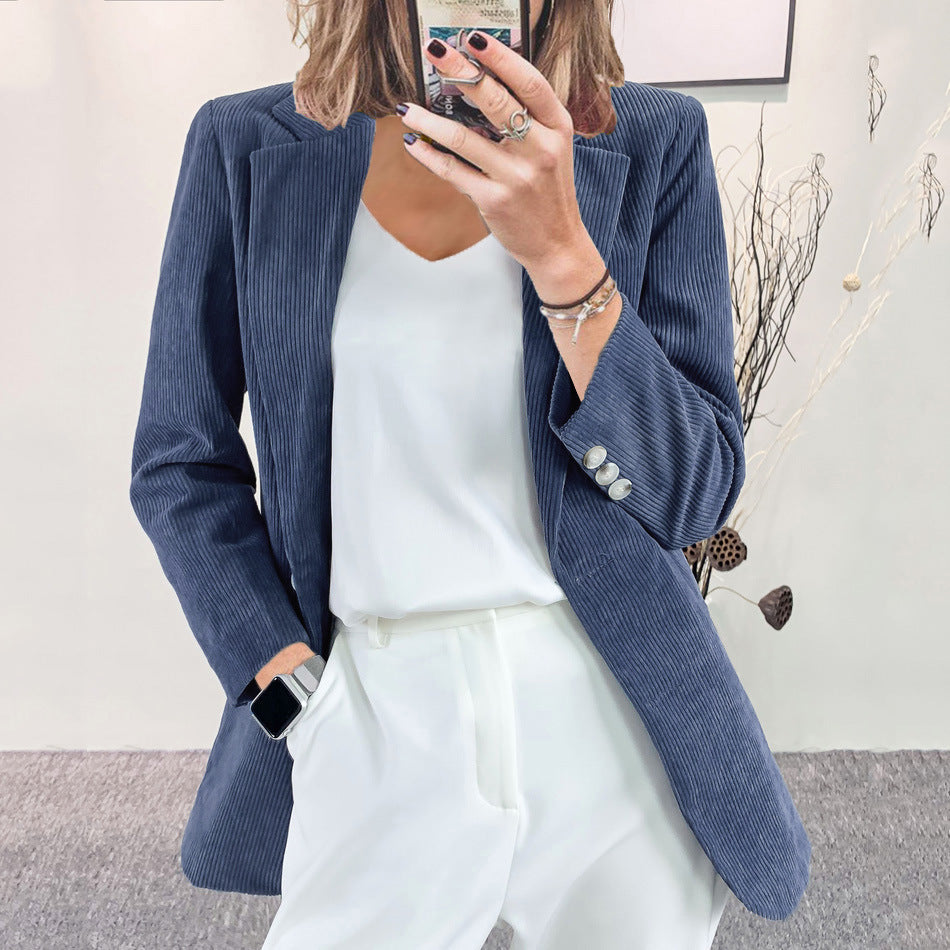 Mette | Corduroy blazer voor dames in roestbruin - Blauwgrijs