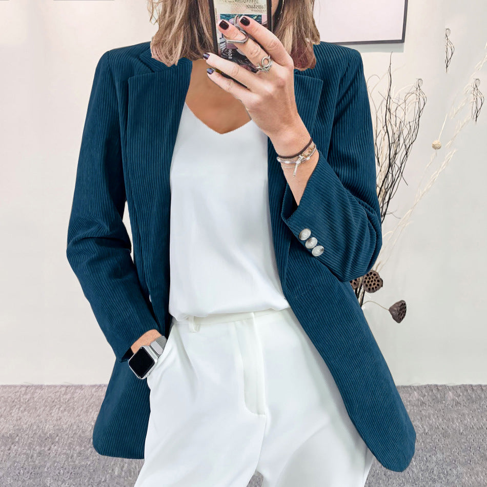 Mette | Corduroy blazer voor dames in roestbruin - Donkergroen