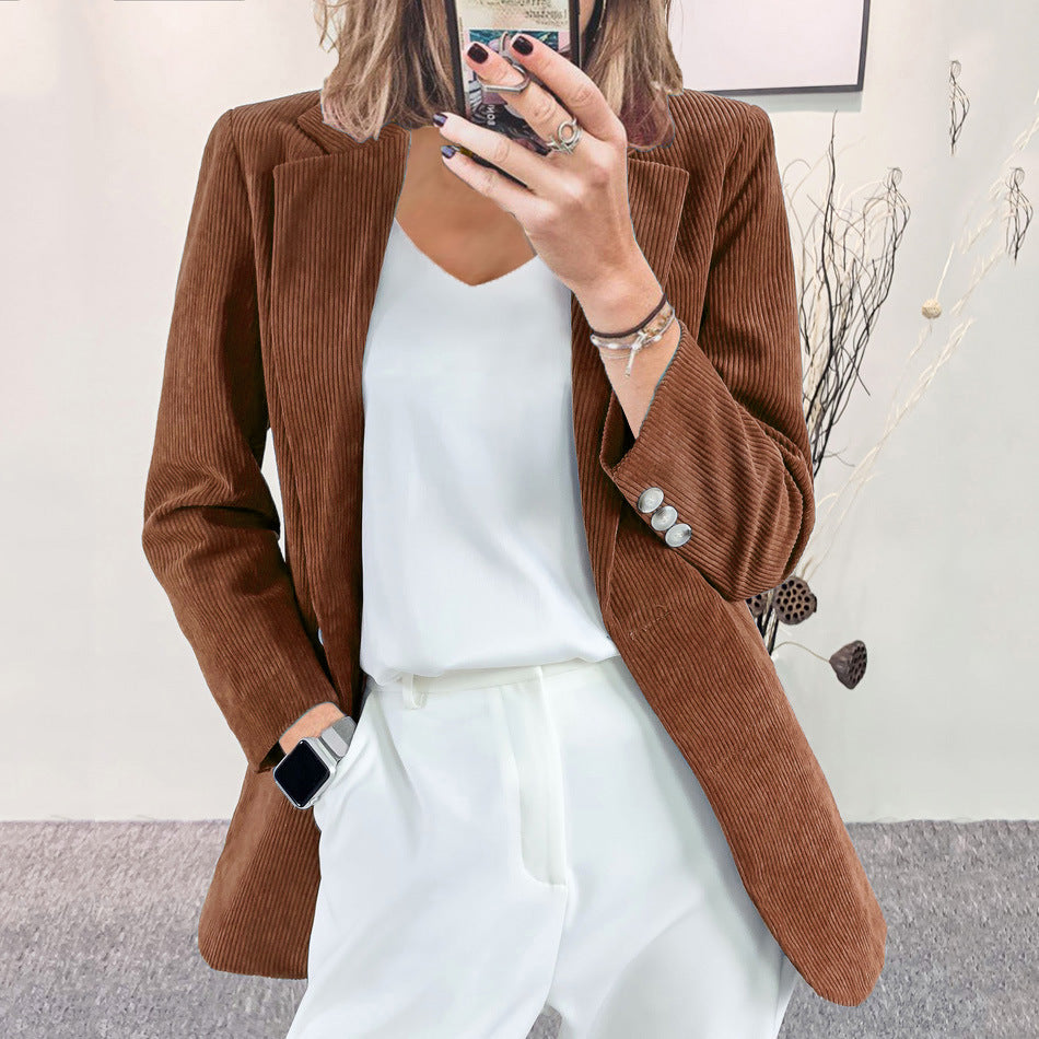 Mette | Corduroy blazer voor dames in roestbruin - Lichtbruin