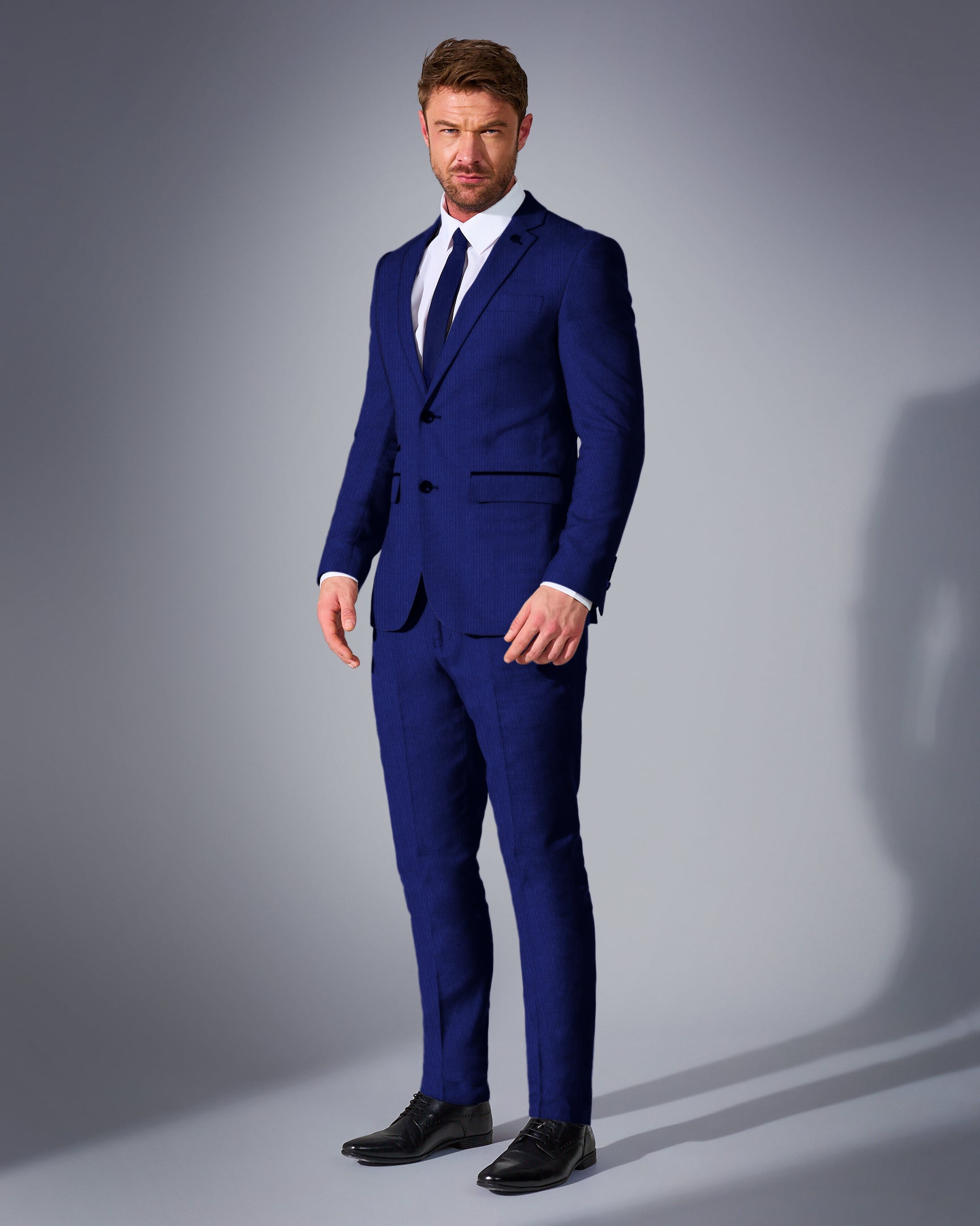 Mick | Tweedelig herenpak slim fit, kobaltblauw - view 1