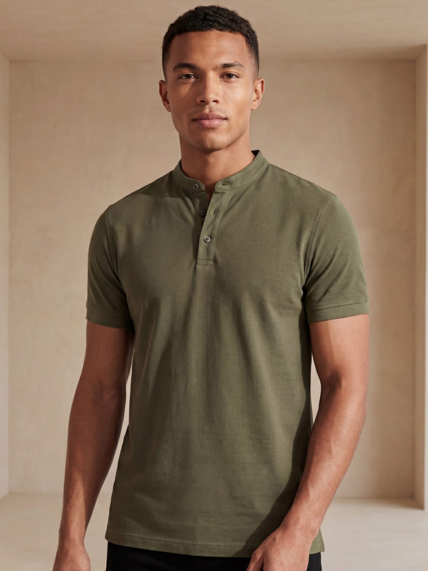 Milan | Poloshirt heren met opstaande kraag - Legergroen
