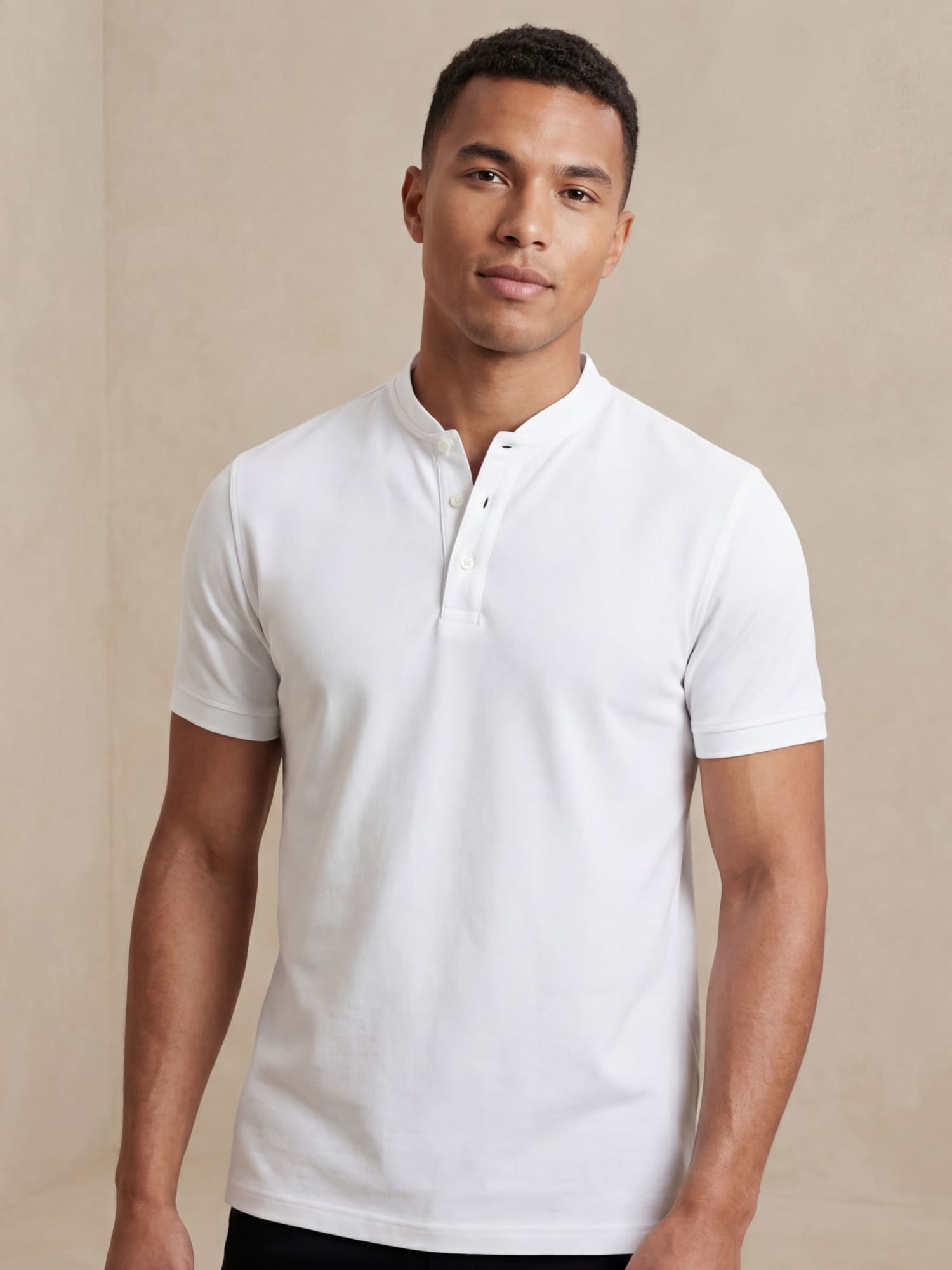 Milan | Poloshirt heren met opstaande kraag - Wit