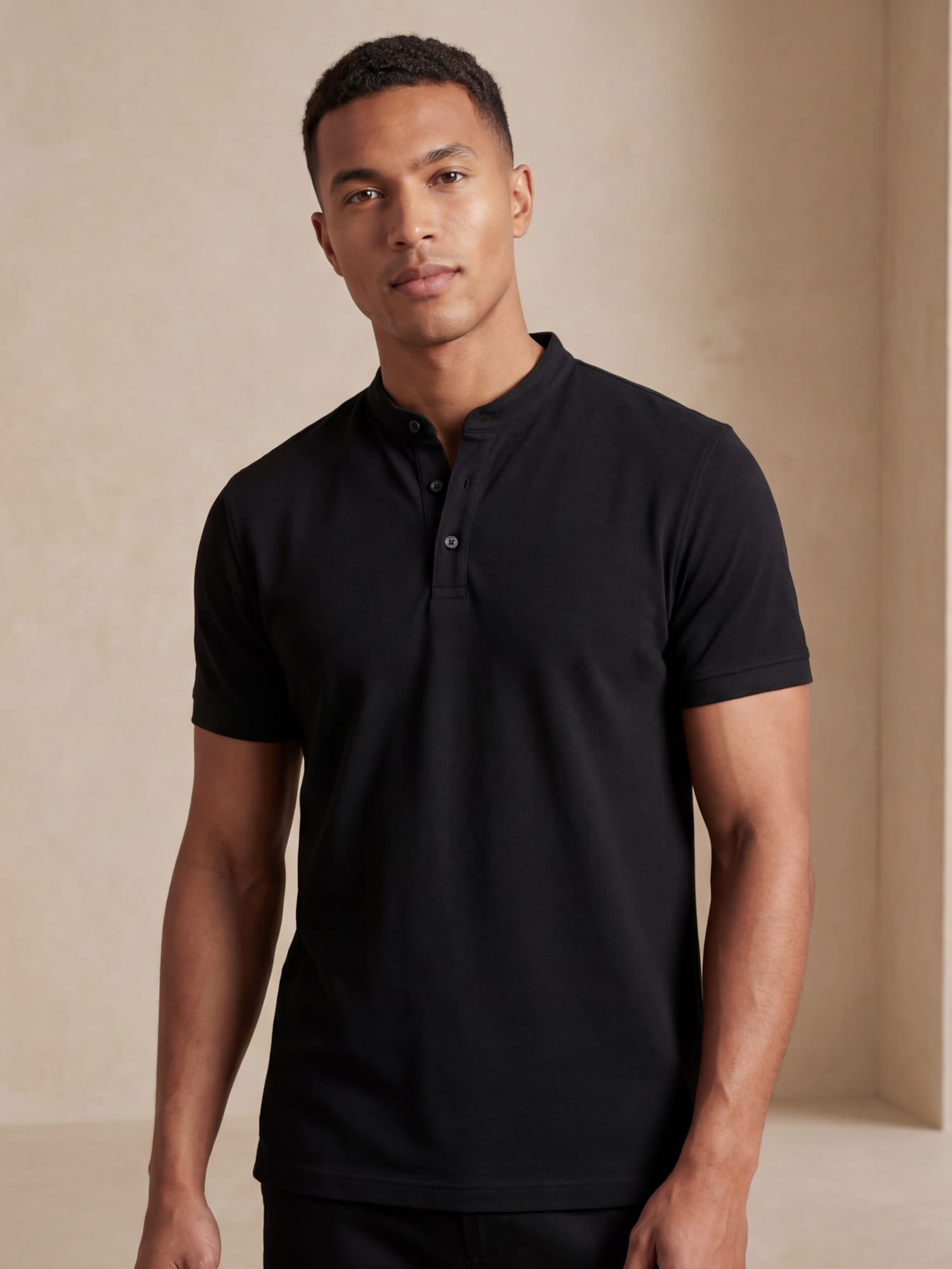 Milan | Poloshirt heren met opstaande kraag - Zwart