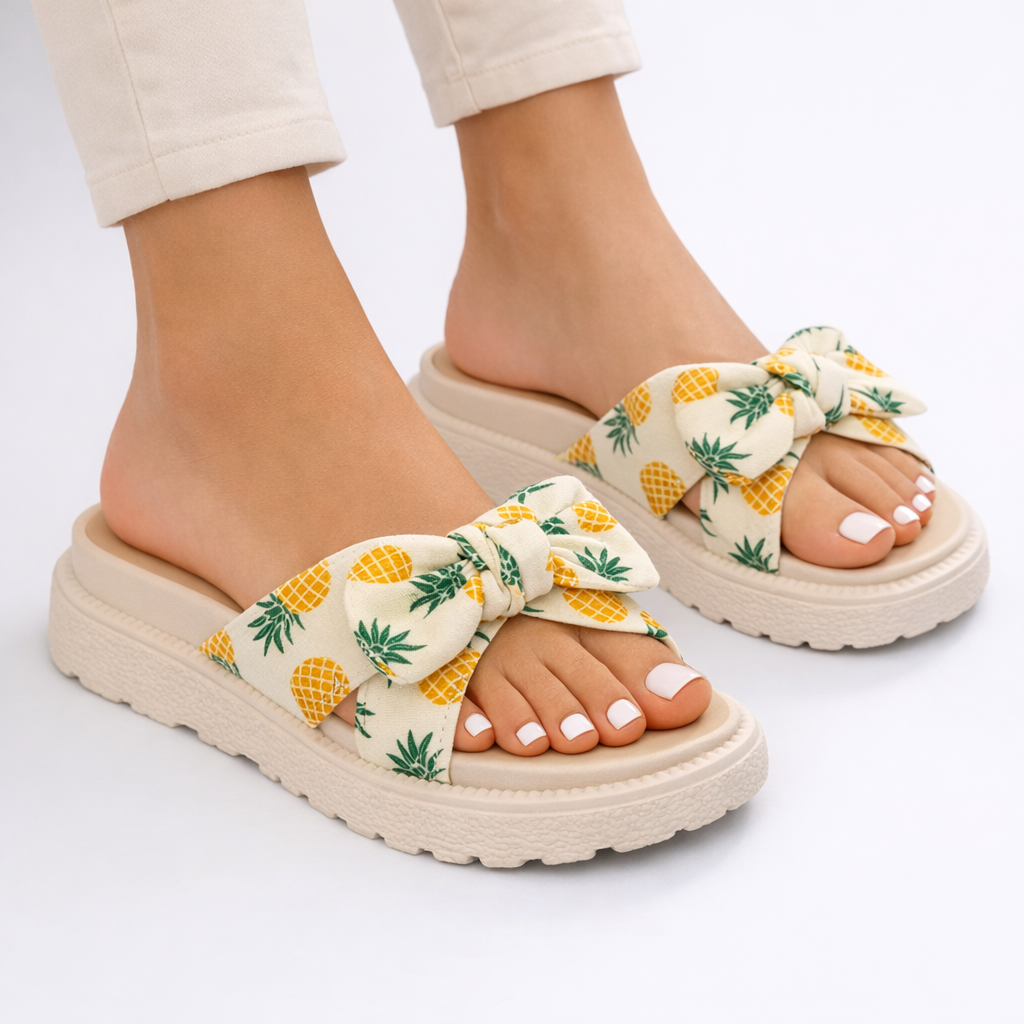 Milou | Platte sandalen voor dames met strik - Wit