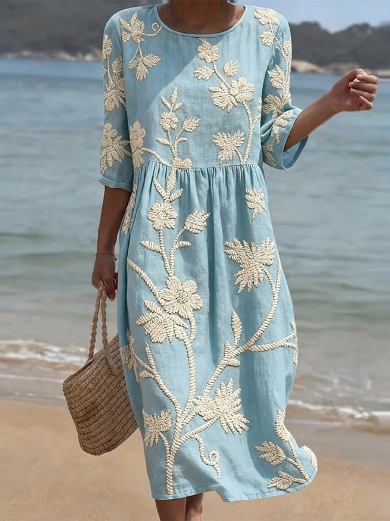 Mirjam | Maxi jurk dames met bloemenprint - Blauw