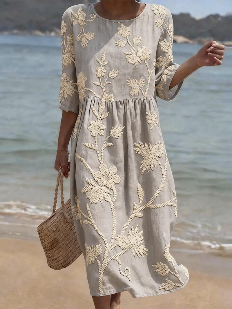 Mirjam | Maxi jurk dames met bloemenprint - Grijs