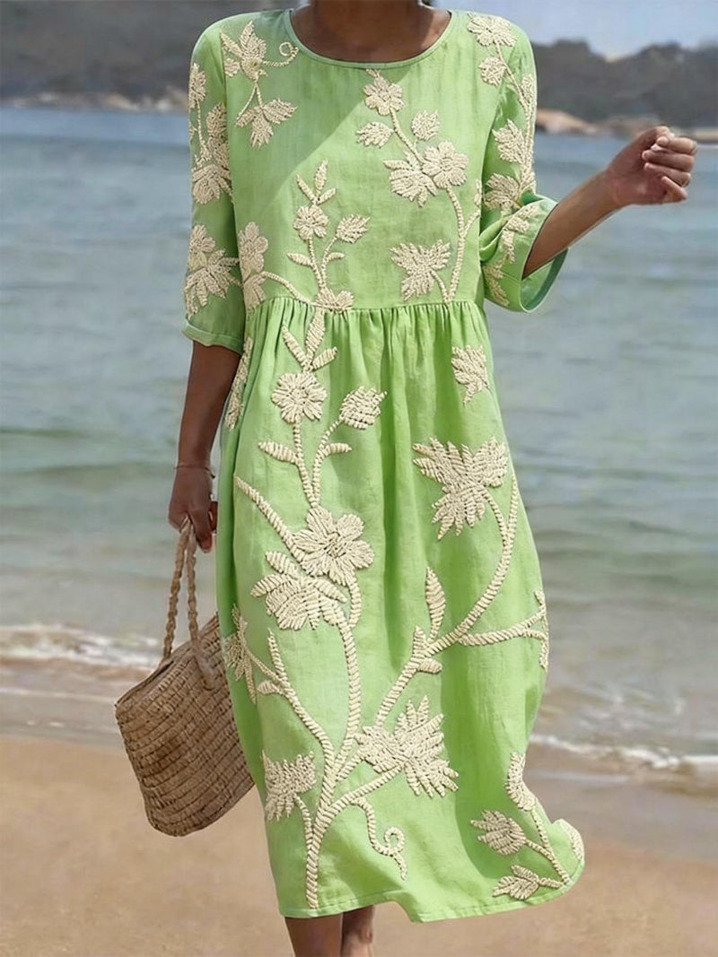Mirjam | Maxi jurk dames met bloemenprint - Lichtgroen