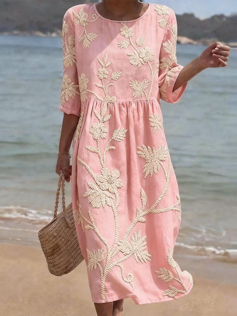 Mirjam | Maxi jurk dames met bloemenprint - Lichtroze