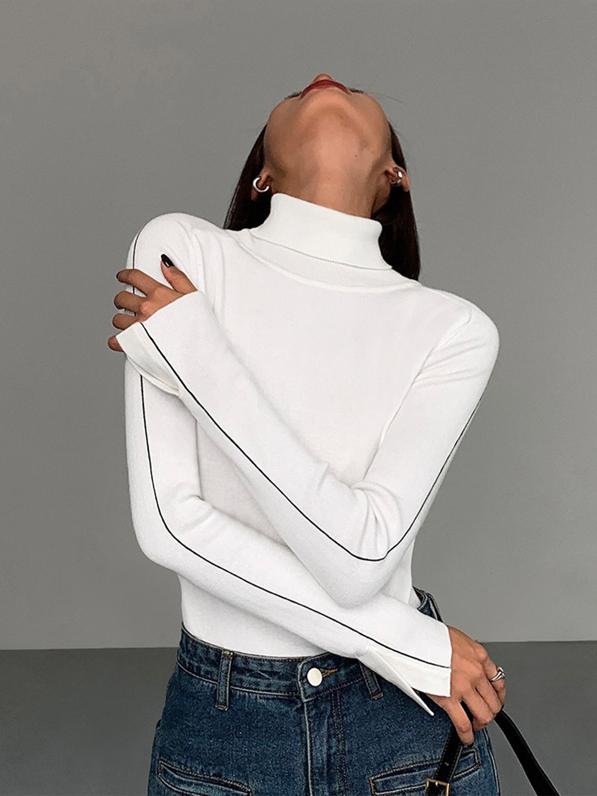 Monique | Coltrui voor dames met contrastbies - Wit