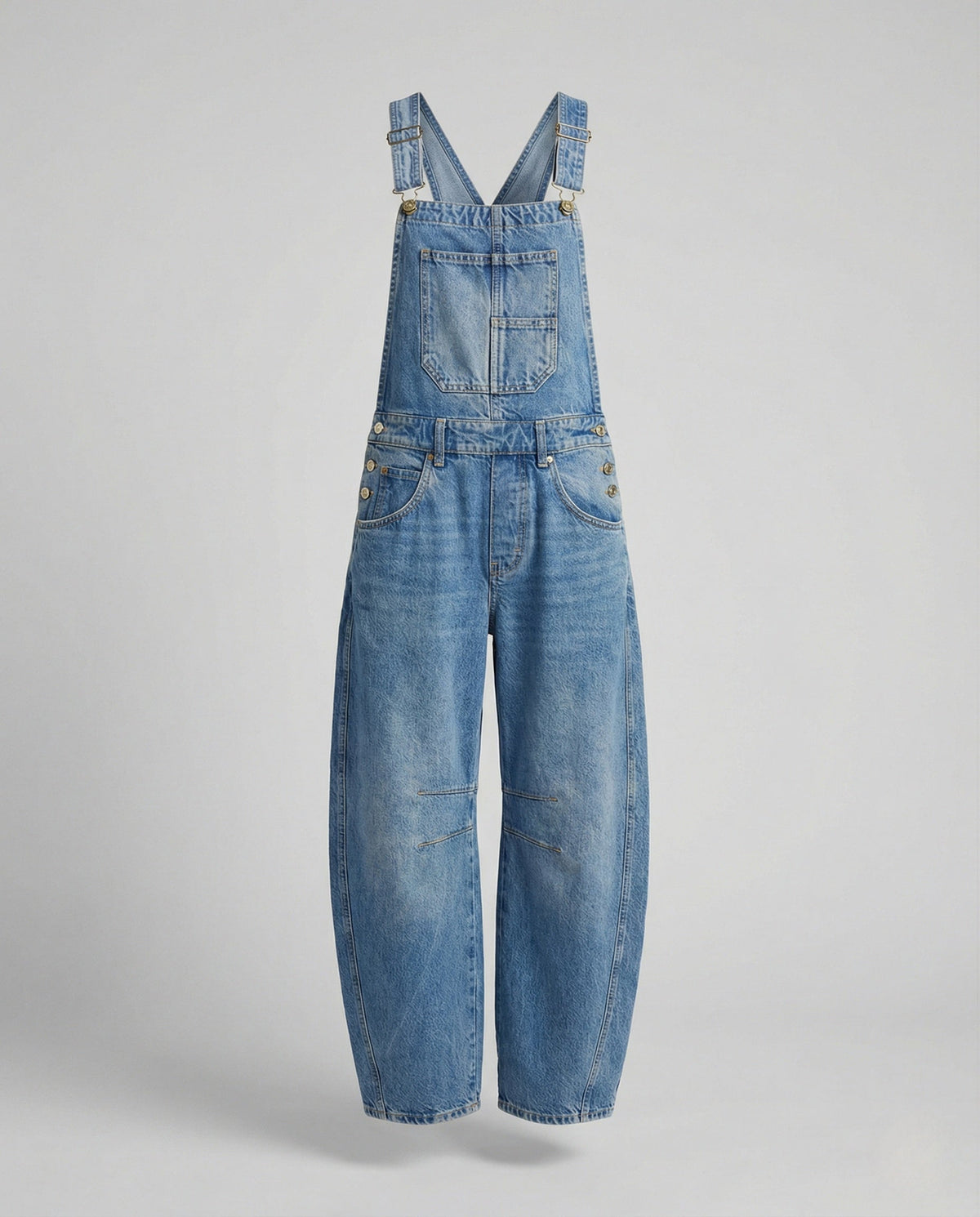 Myrthe | Tuinbroek dames van denim, wijde pijp - Blauw