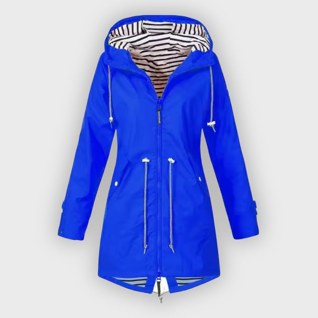 Nadia | Regenjas dames met capuchon - Blauw