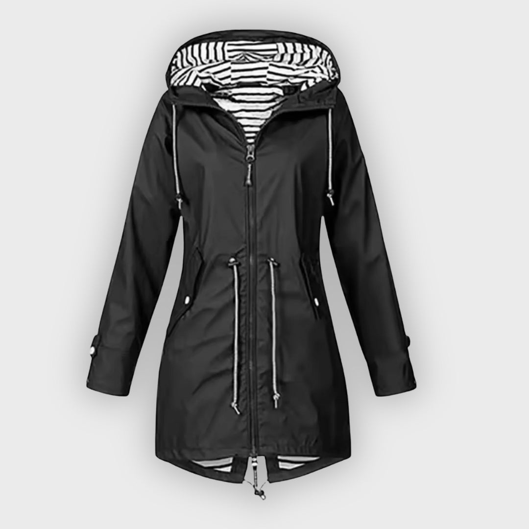 Nadia | Regenjas dames met capuchon - Zwart
