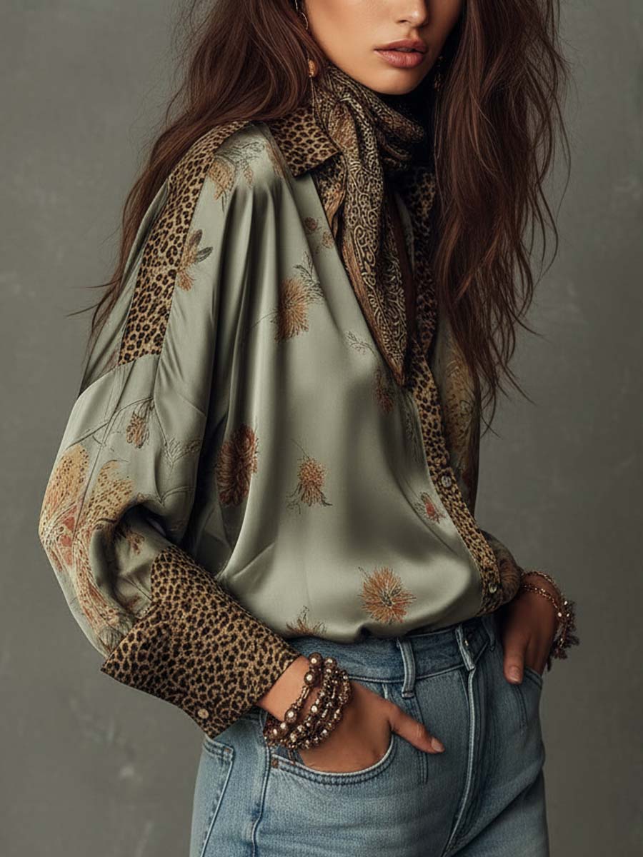 Nele | Satijnen blouse voor dames met bloemenprint - view 2