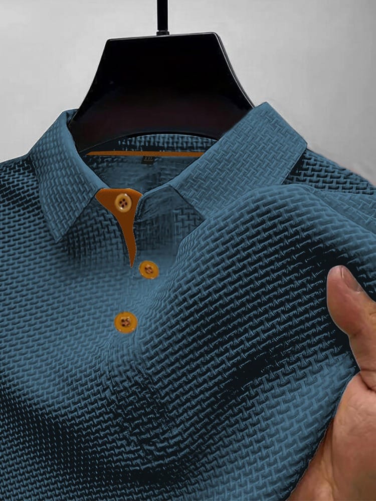 Niek | Gebreide polo voor heren met korte mouw - Blauw