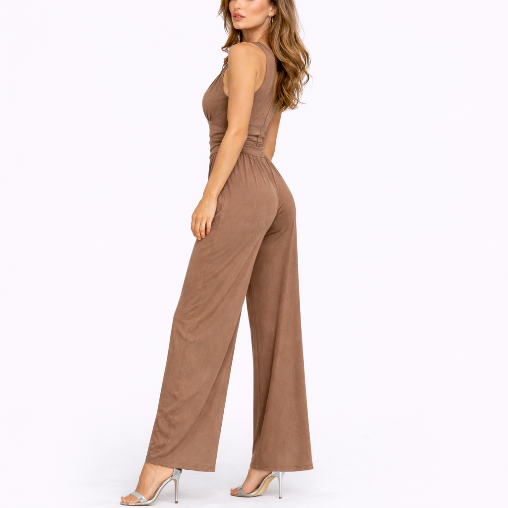 Nienke | Mouwloze jumpsuit met wijde pijpen - view 9