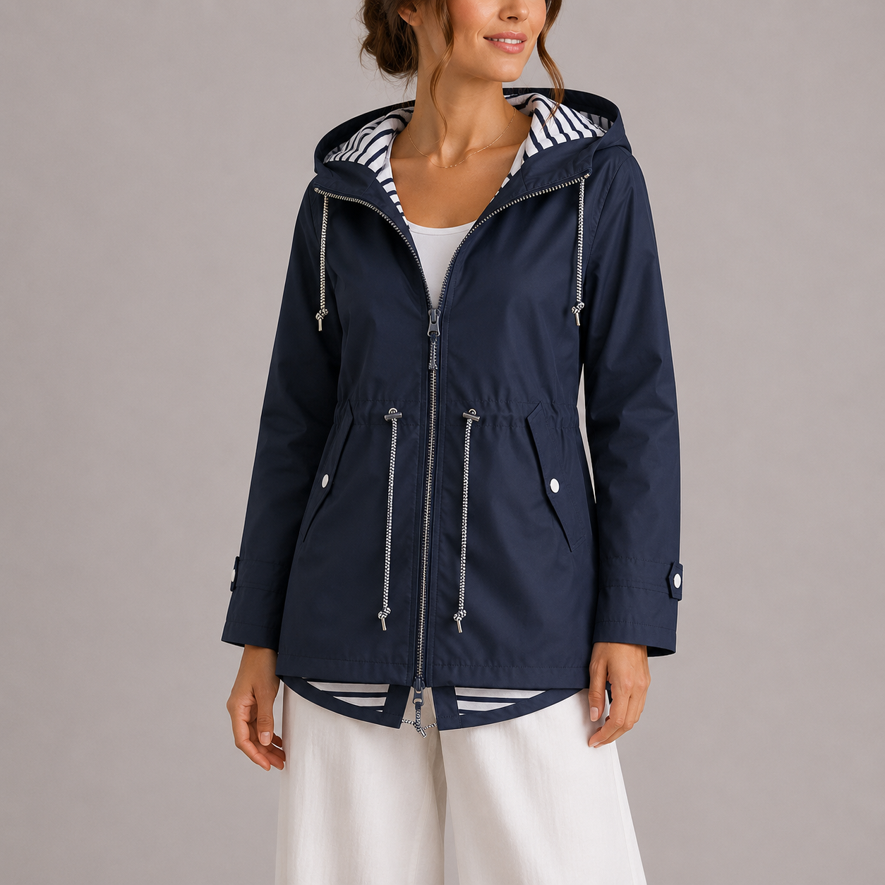 Nienke | Regenjas voor dames met capuchon - Marineblauw