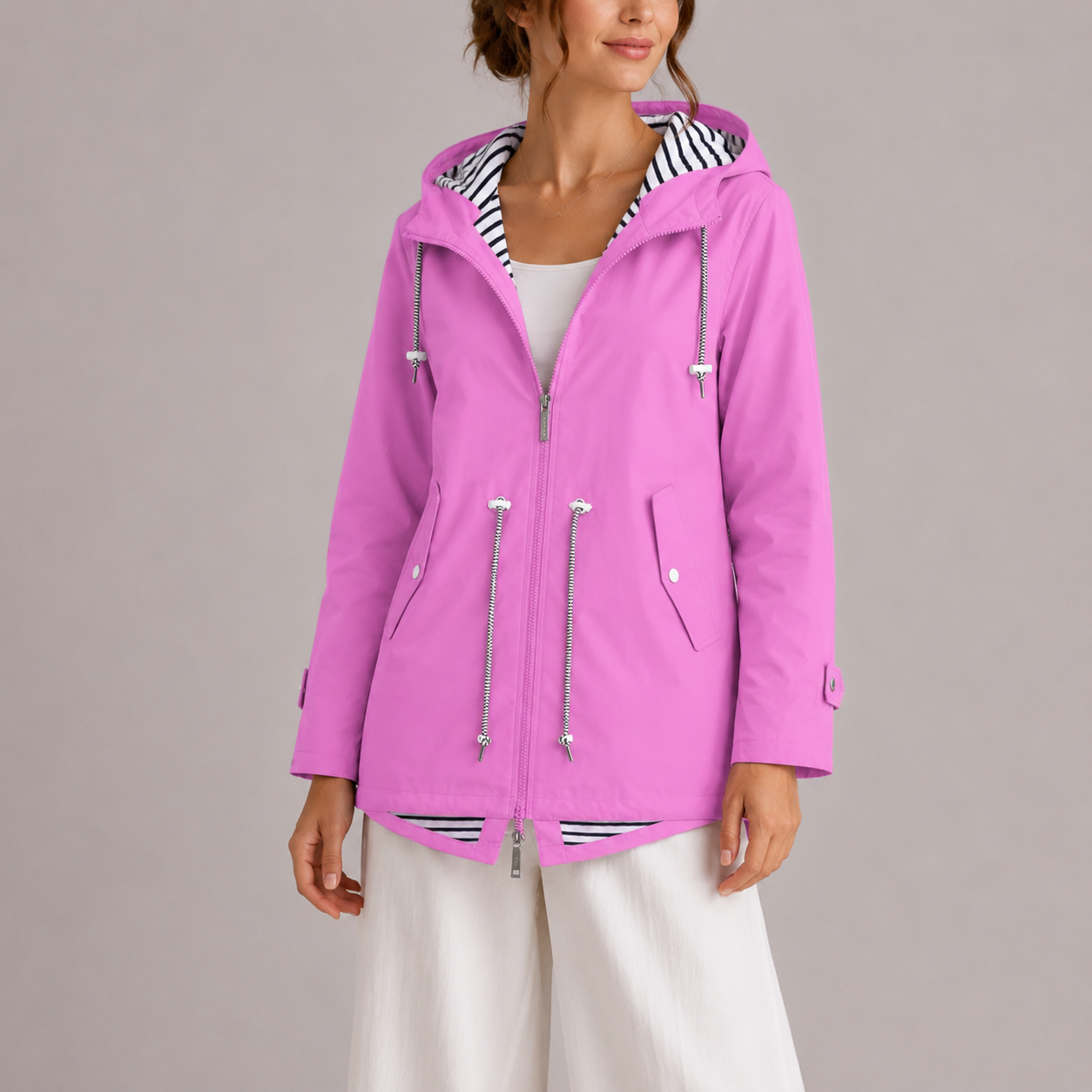 Nienke | Regenjas voor dames met capuchon - Roze