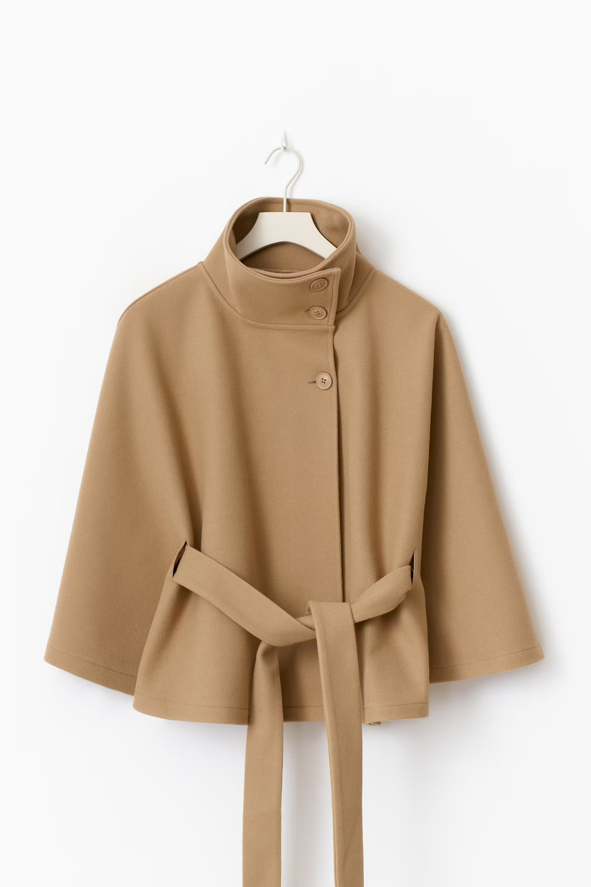 Nora | Cape jas dames met hoge kraag - Beige