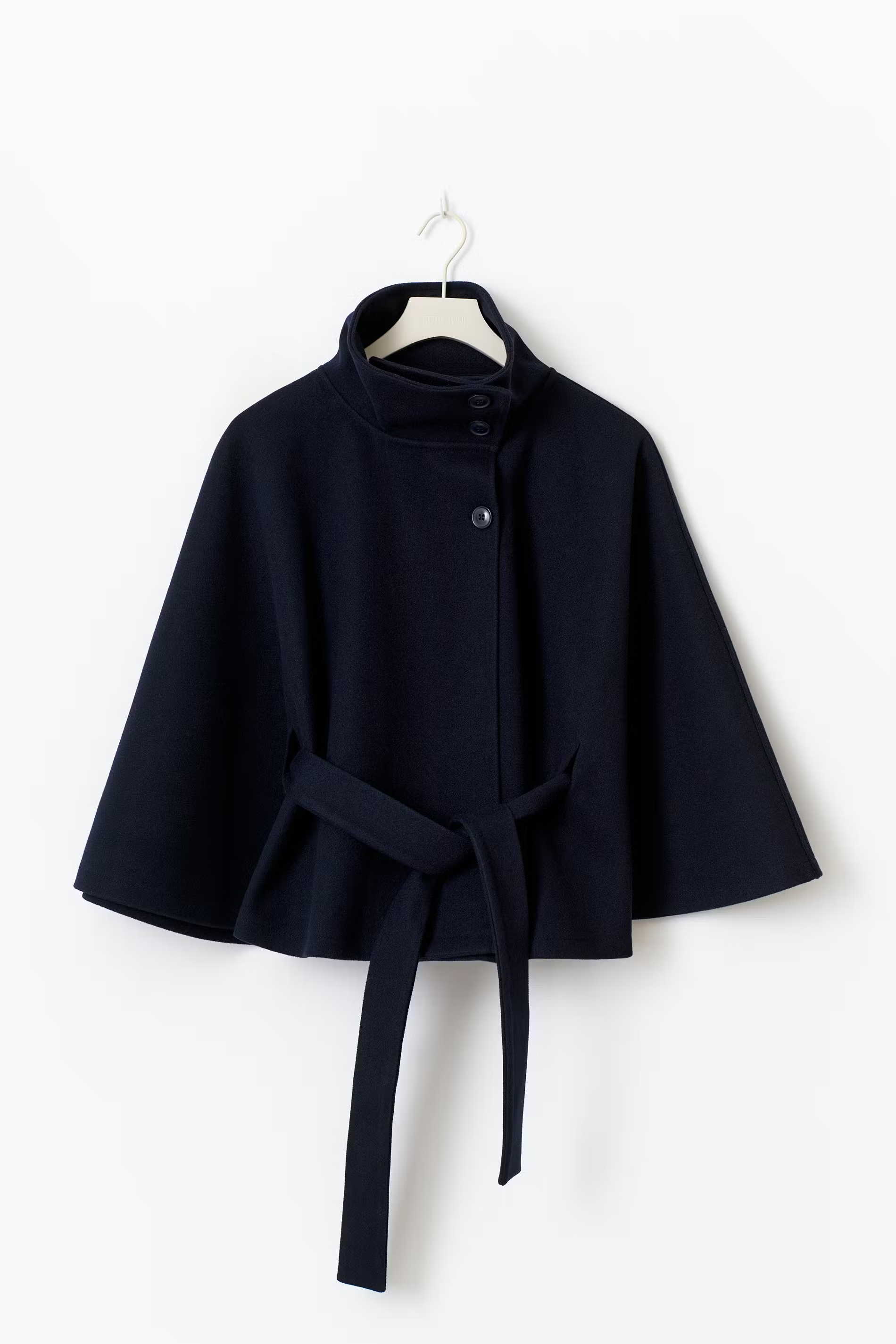 Nora | Cape jas dames met hoge kraag - Blauw