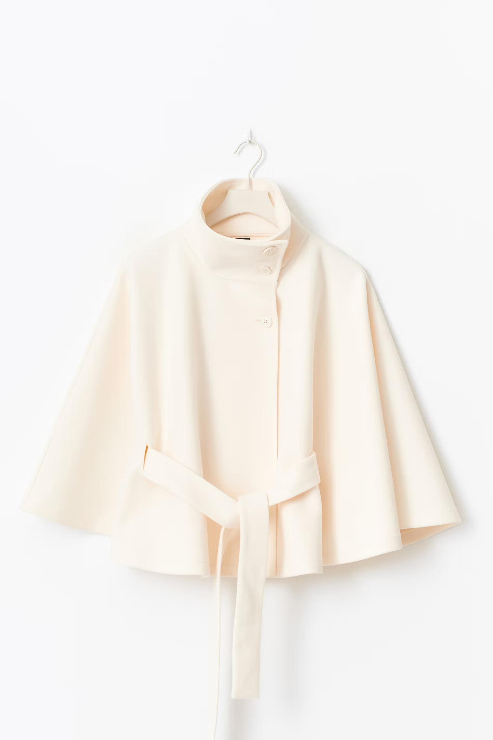 Nora | Cape jas dames met hoge kraag - Wit