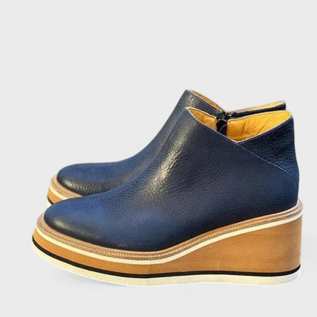 Nynke | Enkellaarsjes met sleehak voor dames - Blauw
