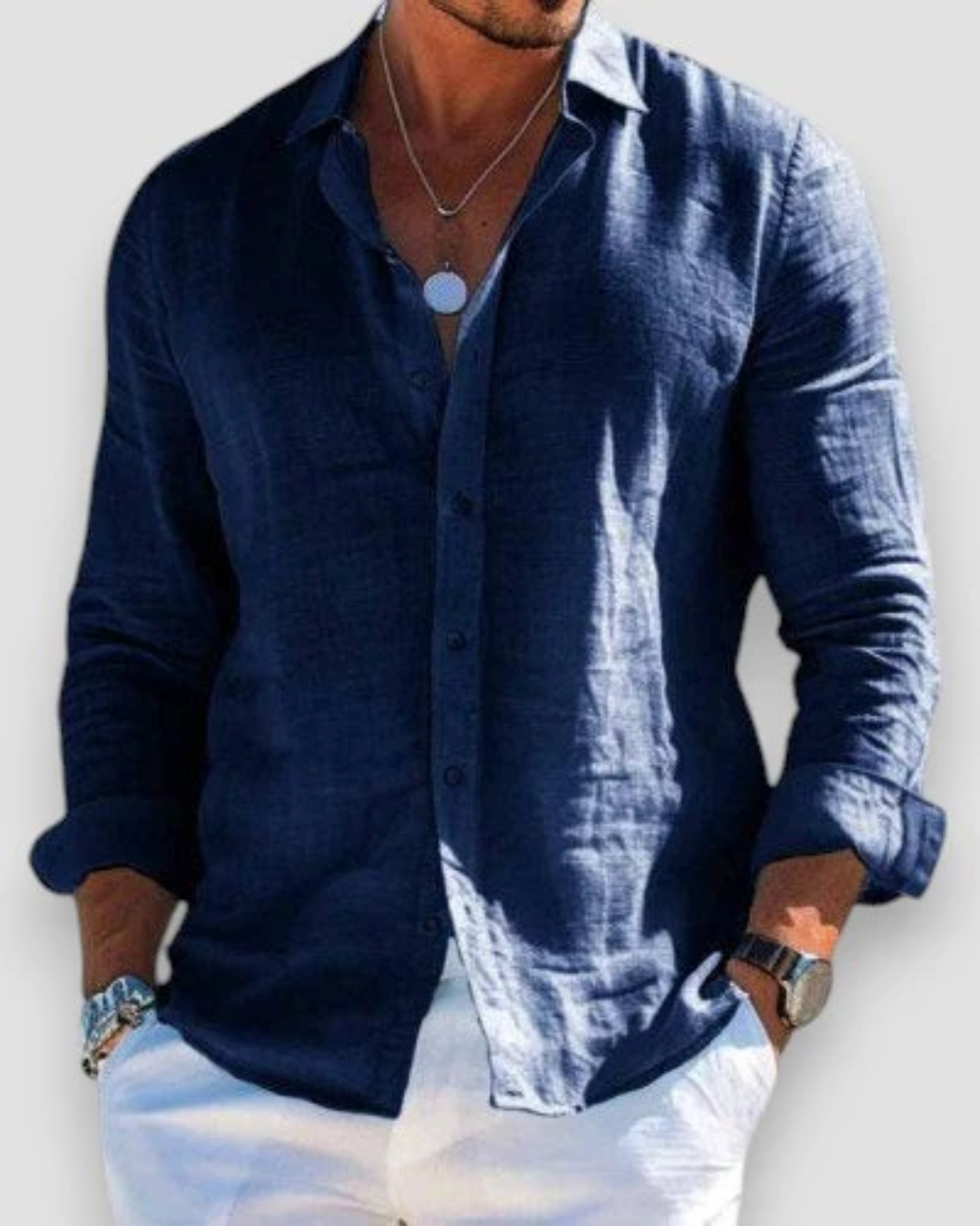 Onno | Casual overhemd met lange mouw voor heren - Marineblauw